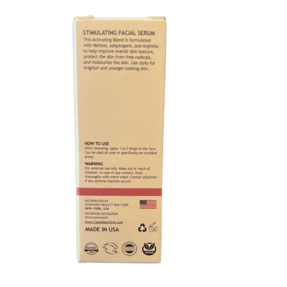 CLARA'S NEW YORK Face Serum Vitamin E RT Retinol Stimulating 1oz 30mL Full Size